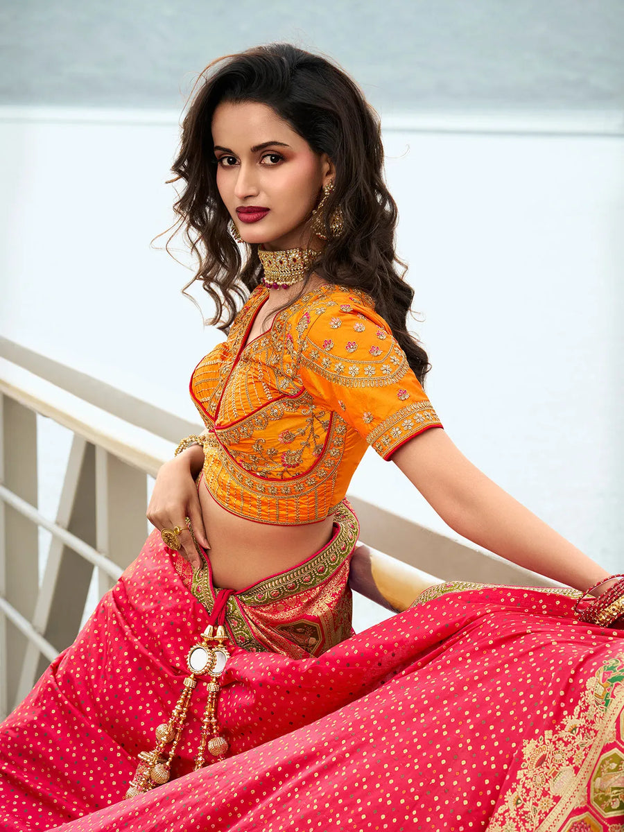 Elegant Yellow Embroidered  Silk  Lehenga Choli Set