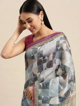 Beautiful Digital Print Kalamakri Design Soft Linen Saree
