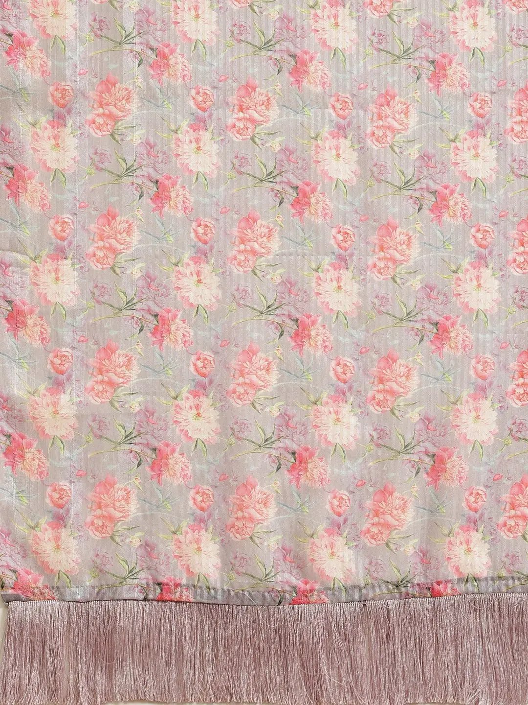 Stylish Pink Colour Poly Chiffon Floral Digital Print Saree