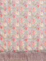 Stylish Pink Colour Poly Chiffon Floral Digital Print Saree