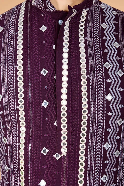 Purple Traditional Look Ethnic Wear Kurta for Men