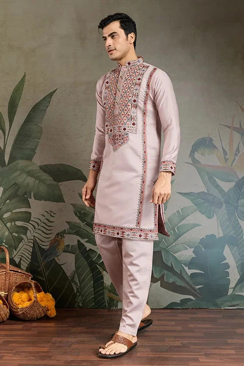 Dusty Pink Ethnic Mens Kurta Pajama for Functions