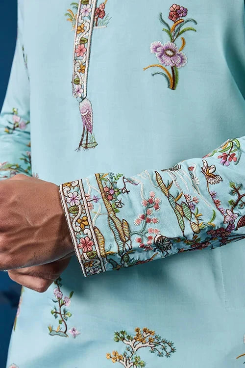 Wedding Celebration Elegant Sky Kurta for Mens Wear