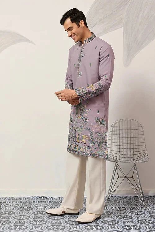 Traditional Purple Wedding Kurta for Mens Wear