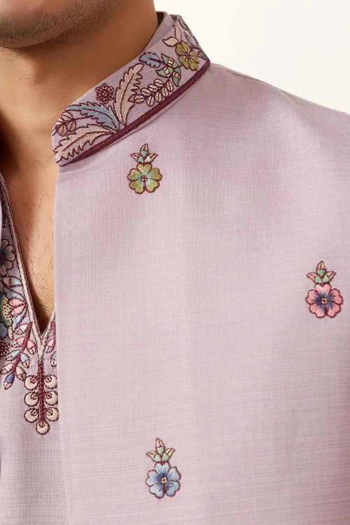 Indian Traditional Dusty Lavender Koti Kurta Pant Wedding Set