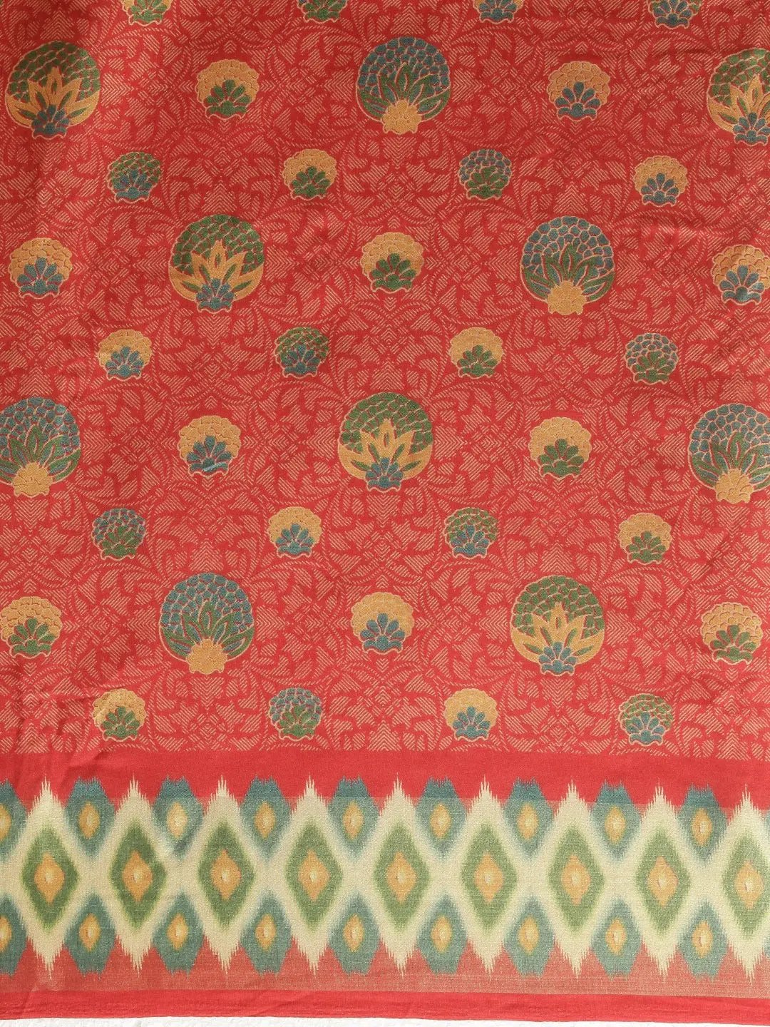 Beautiful Linen Red Colour Pochampalli Zari Woven Desing Saree