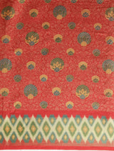 Beautiful Linen Red Colour Pochampalli Zari Woven Desing Saree