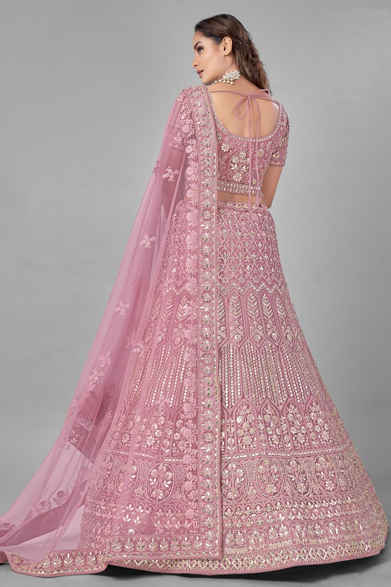 Net Fabric Pink Color Designer 3 Piece Lehenga Choli