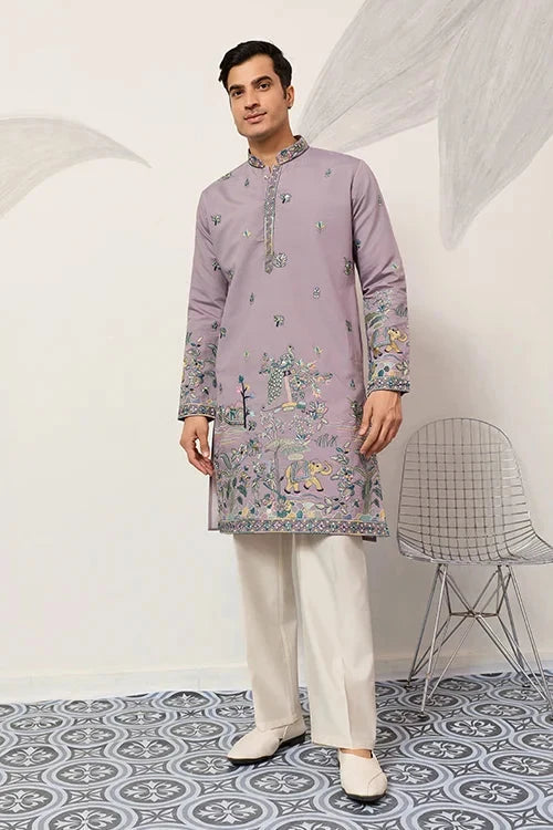 Traditional Purple Wedding Kurta for Mens Wear