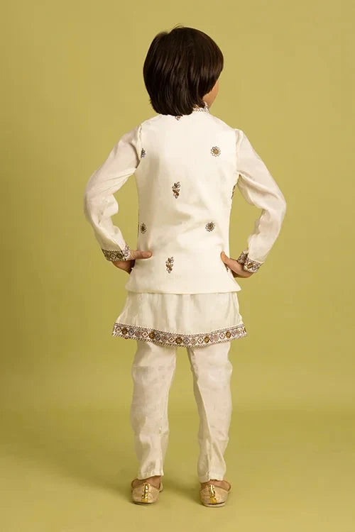 Elegant White Koti Kurta Set for Boys 6 to 12 Year