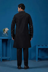 Magic Black Embroidered Stylish Kurta Set for Mens Wear