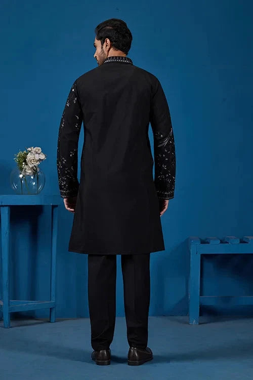 Magic Black Embroidered Stylish Kurta Set for Mens Wear