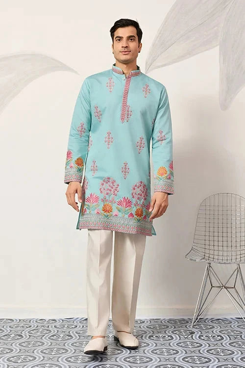 Sky Look Embroidered Work Ready made Mens Wear Kurta