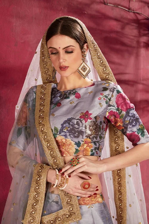 Wedding Collection Lehenga Choli In Grey Colour
