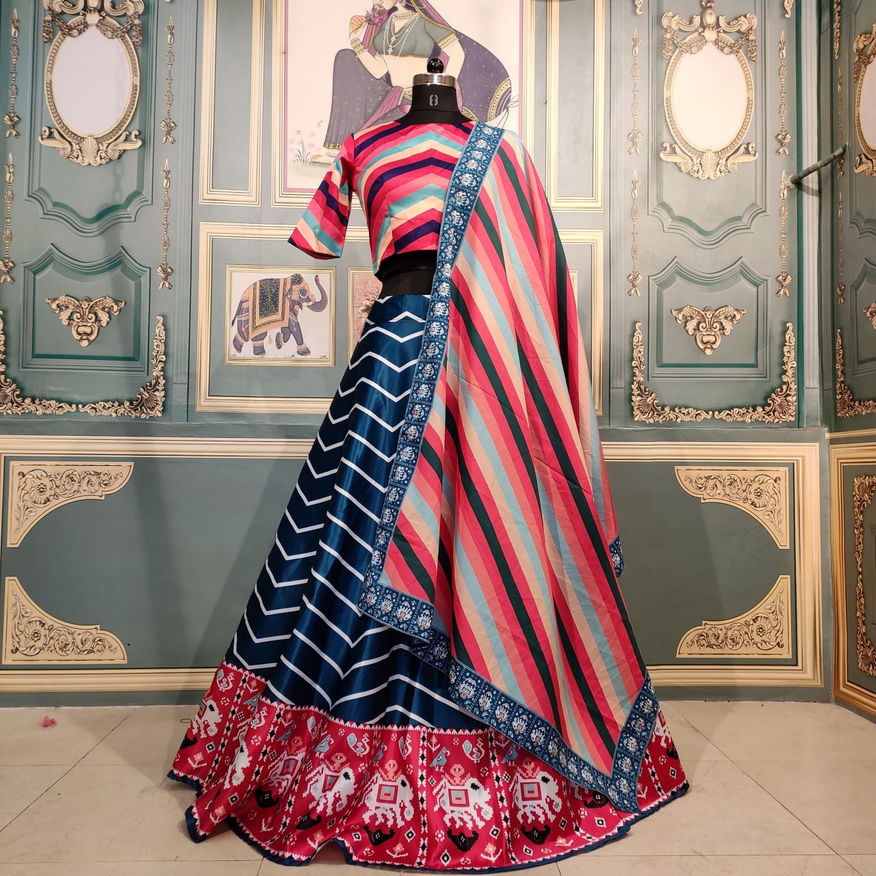 Wedding Wear Rama Color Silk Lehenga Choli