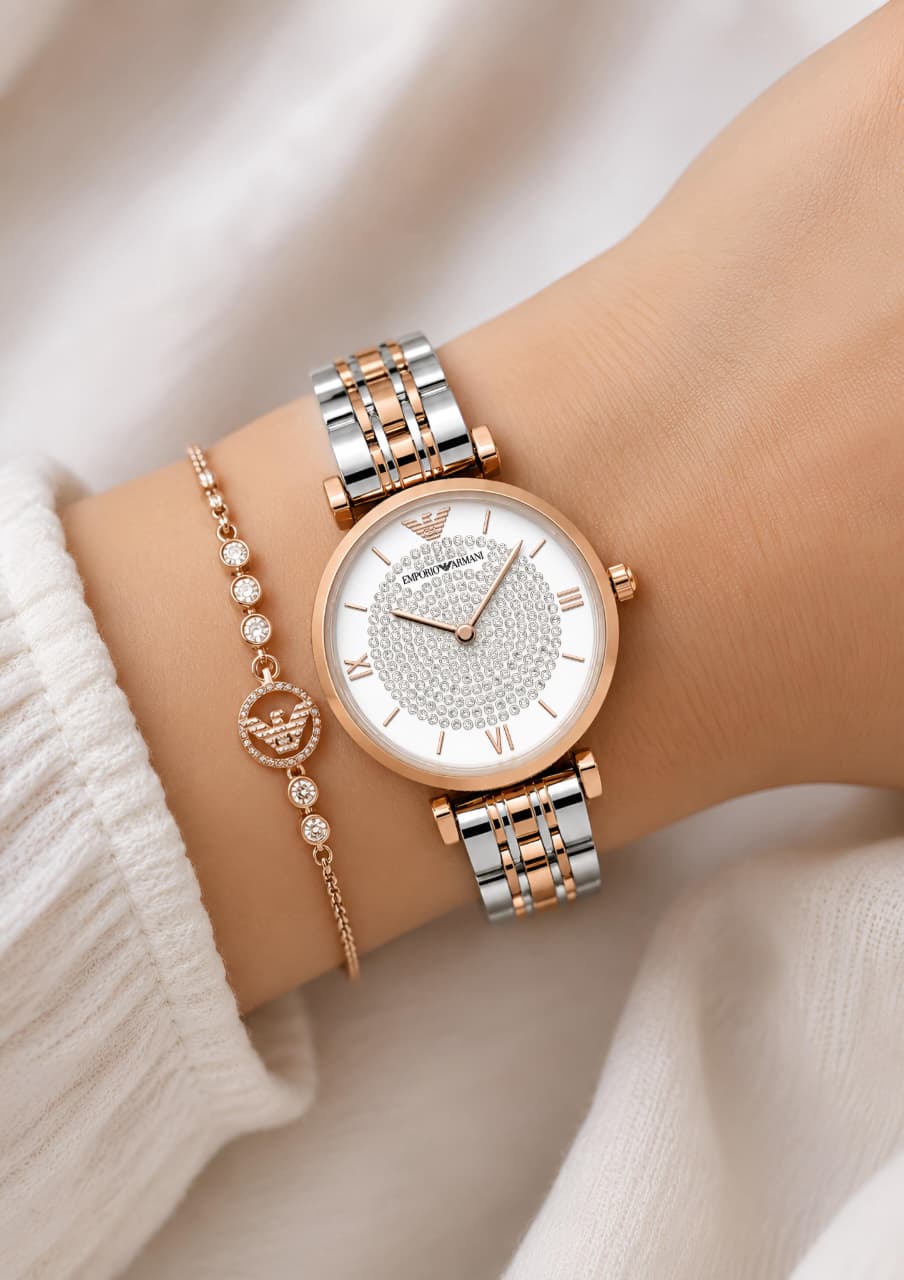 Emporio Armani Women’s Rose Gold Diamond Dial