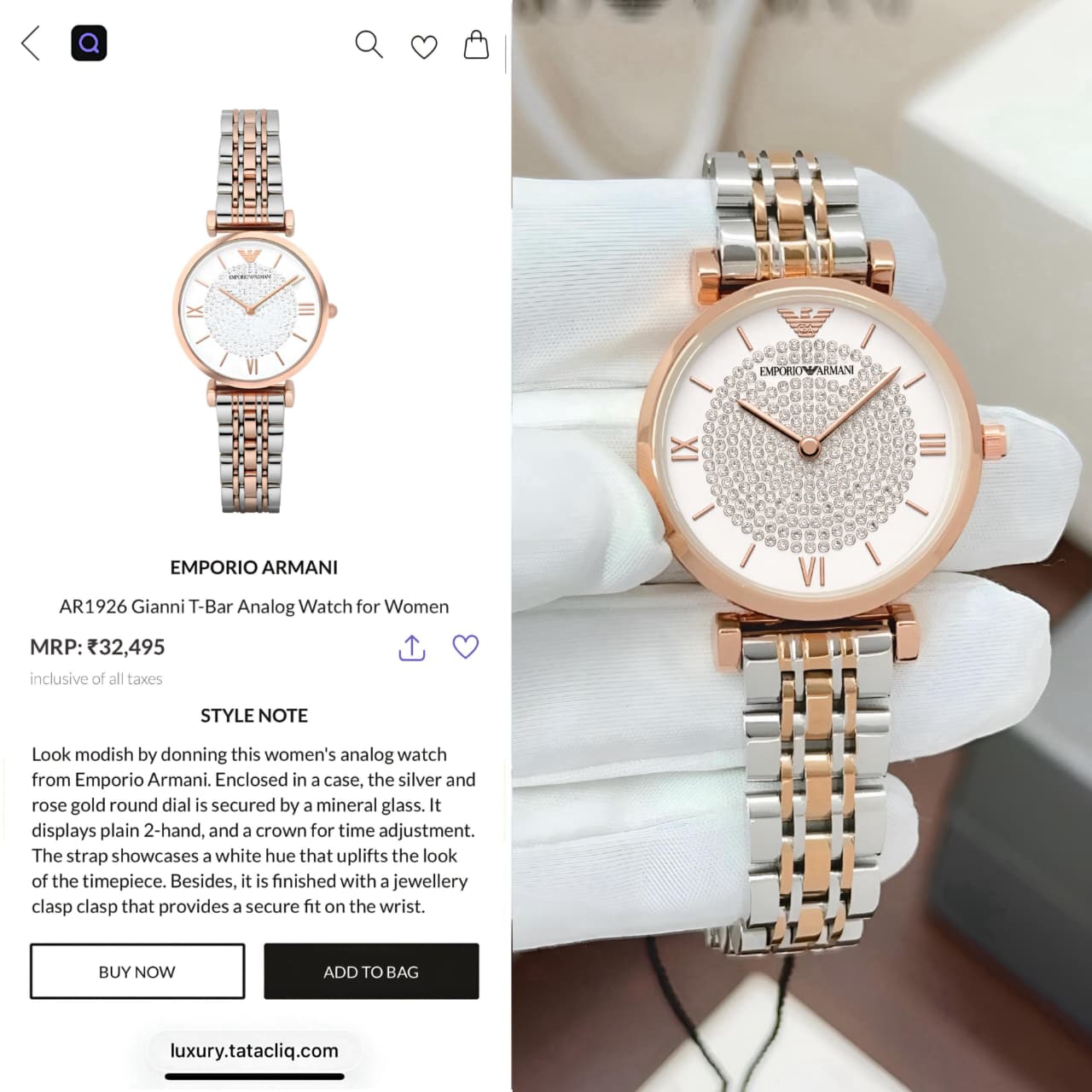 Emporio Armani Women’s Rose Gold Diamond Dial