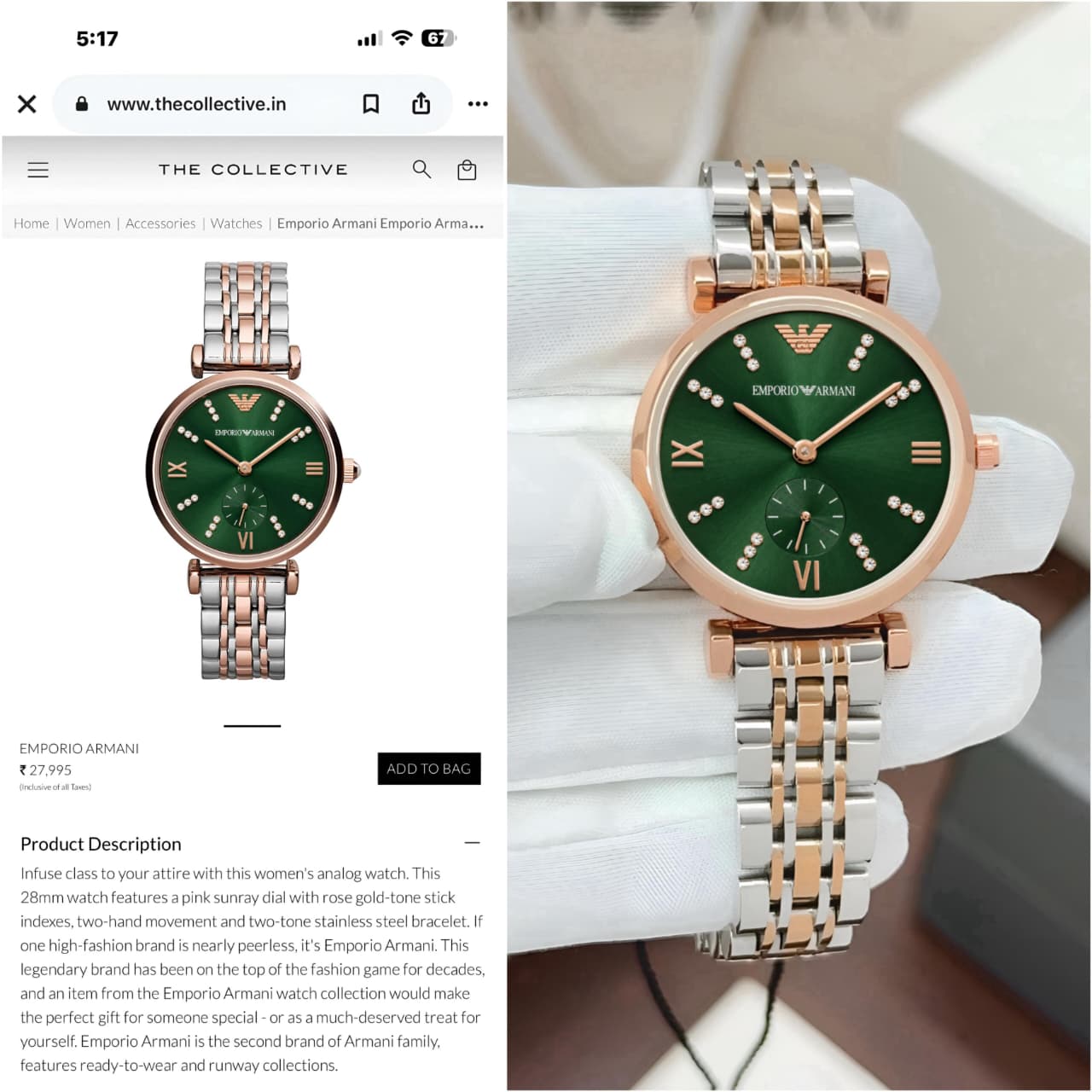 Emporio Armani Green Diamond Dial