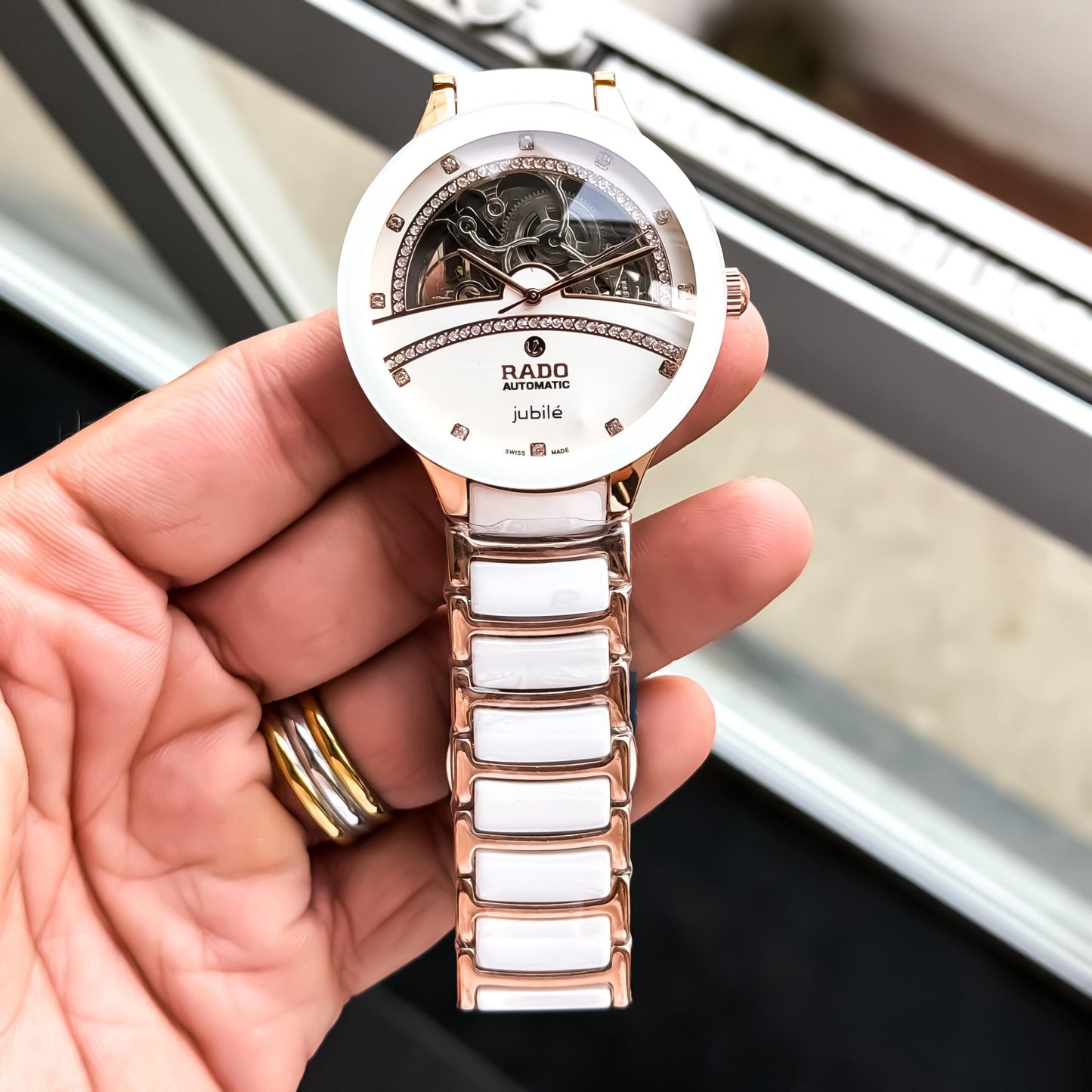 Rado Centrix White Rose gold Automatic Open Heart Jubilé Edition