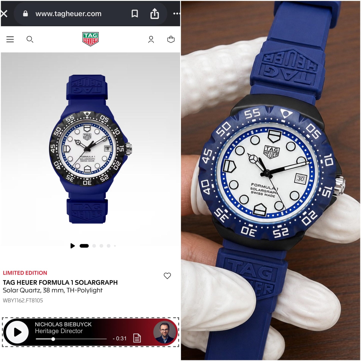 Tag Heuer Formula 1 Blue Solargraph