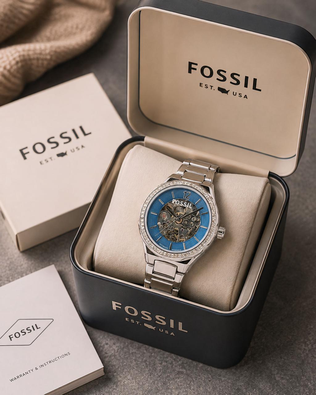 Fossil Eevie Women’s Skeleton Automatic