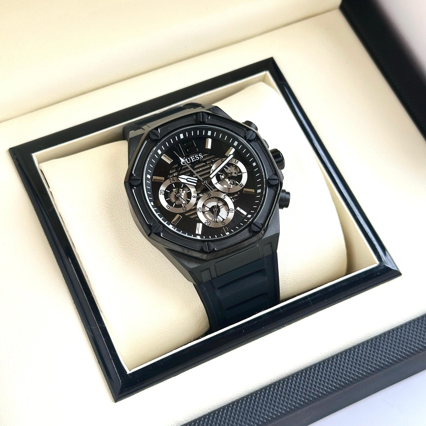 Guess Momentum Skeleton Black Dial