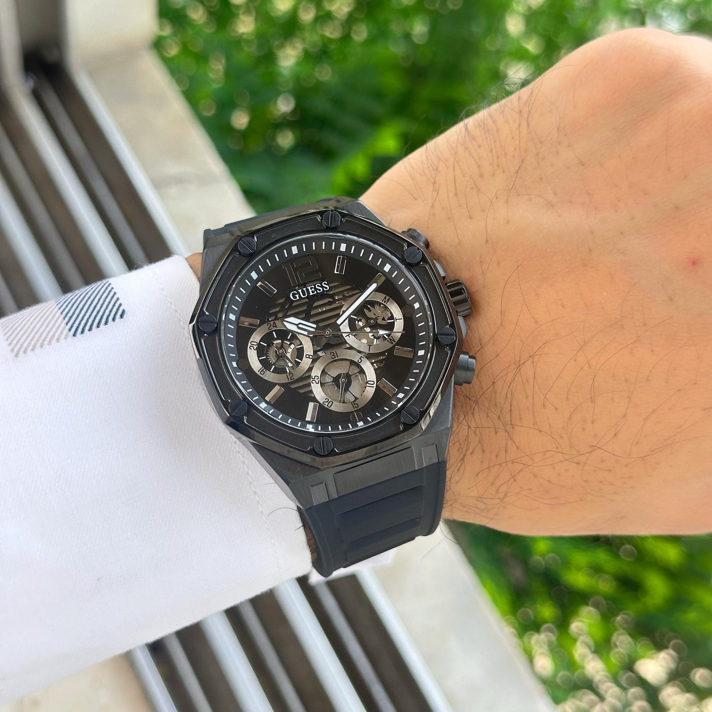 Guess Momentum Skeleton Black Dial