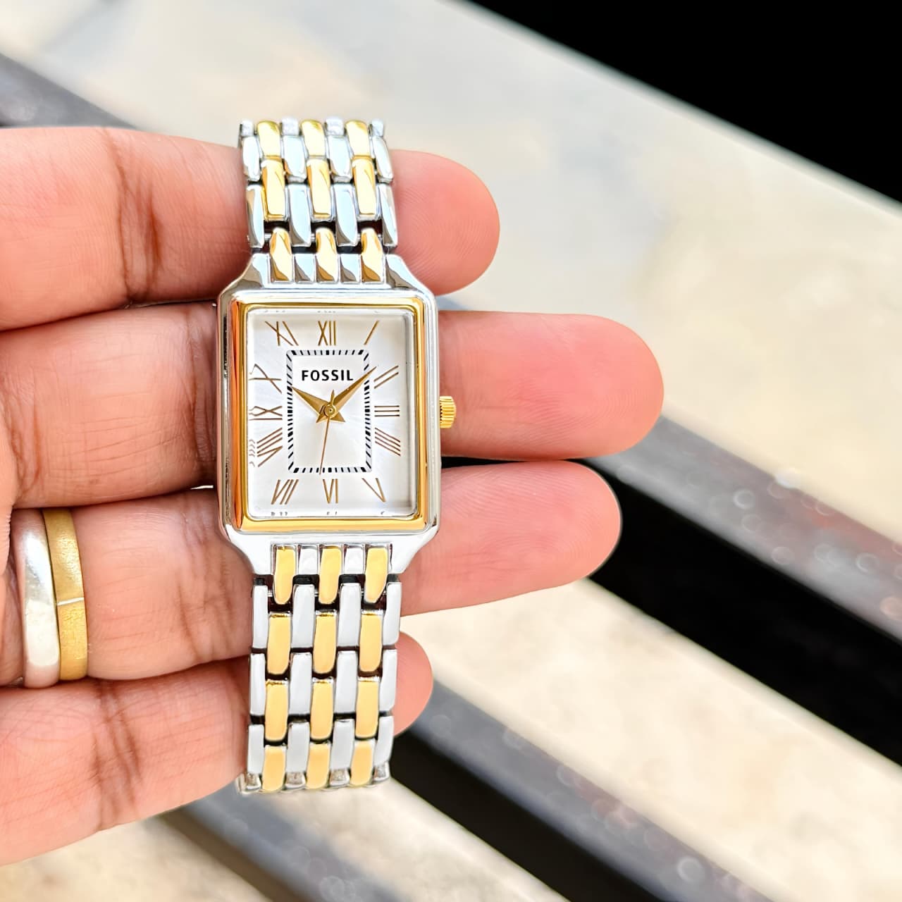 Fossil Raquel White Rectangular Dial