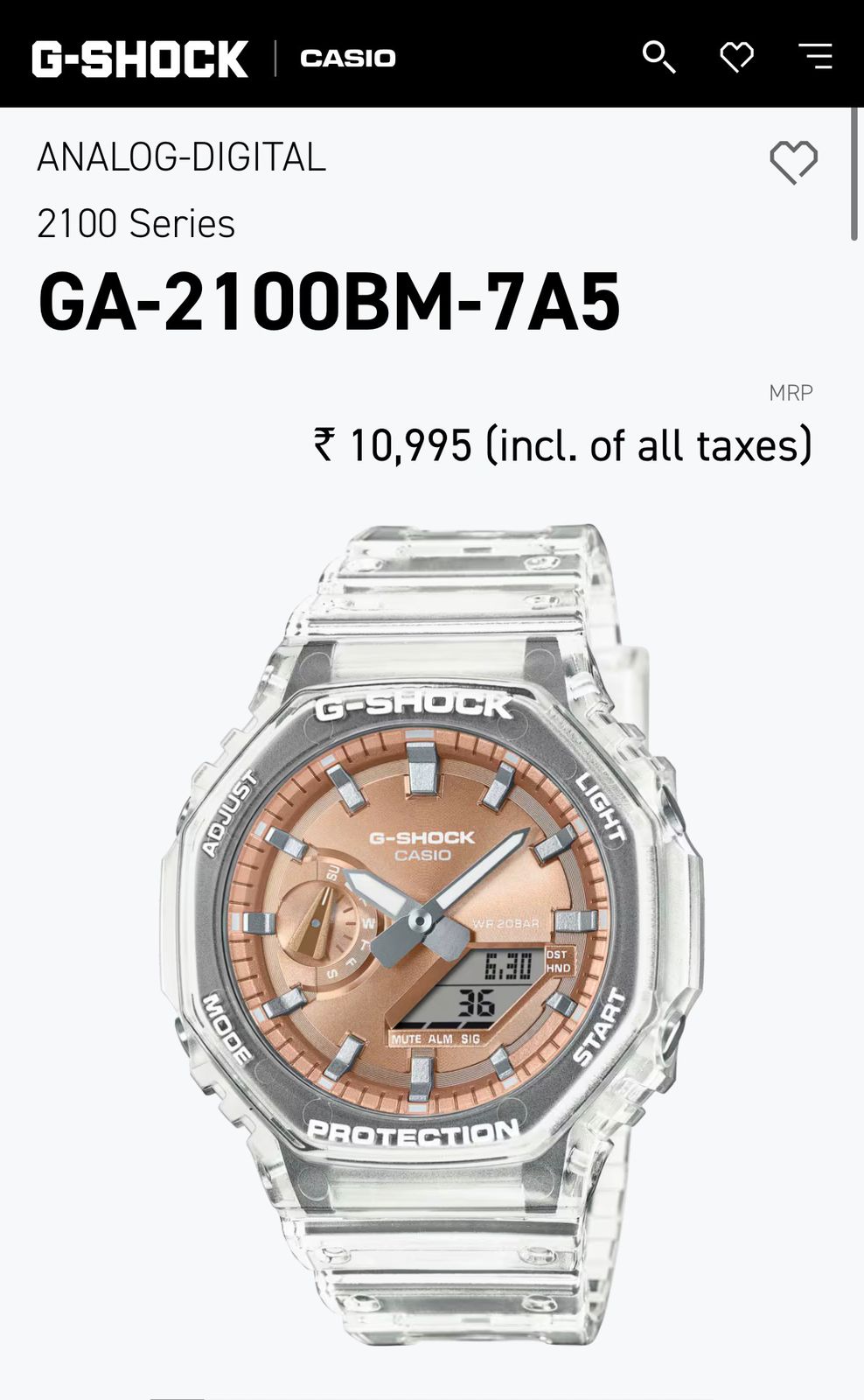 G Shock Casio GA-2100 Pink Edition
