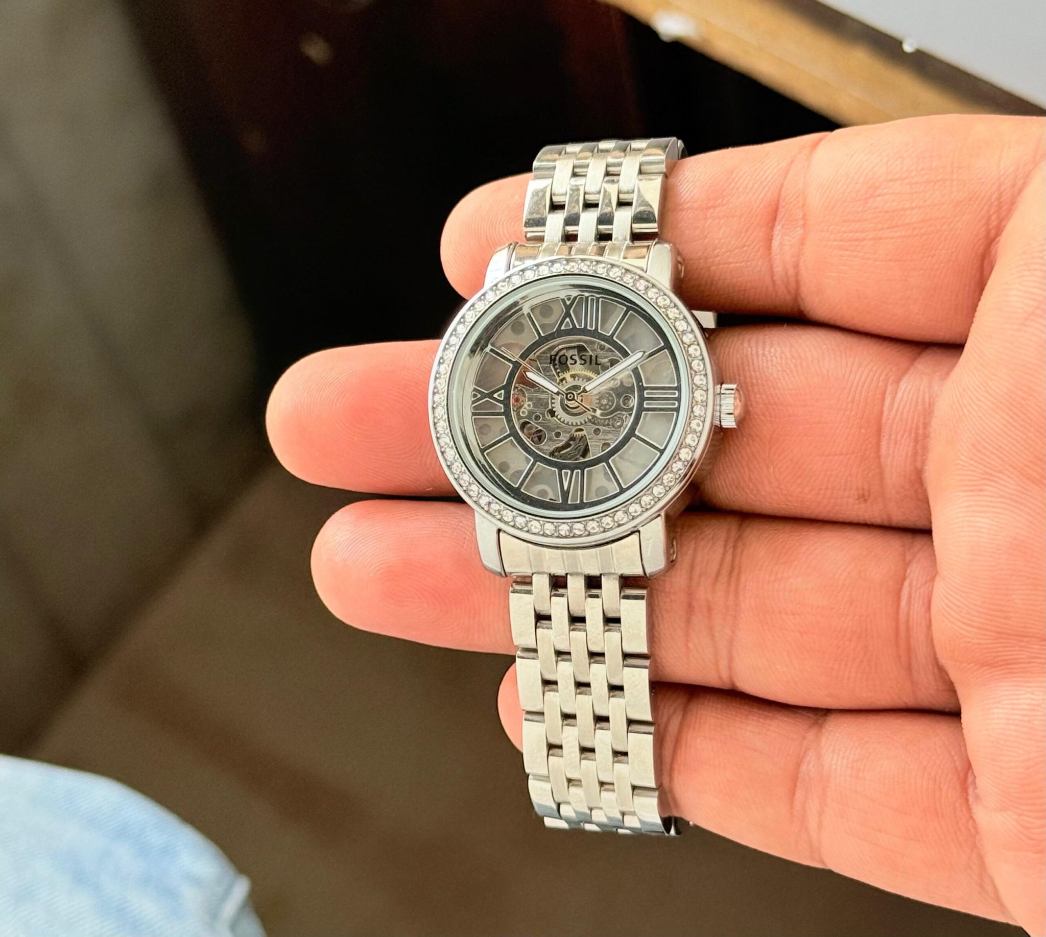 Fossil Curiosity Skeleton Automatic Silver Edition