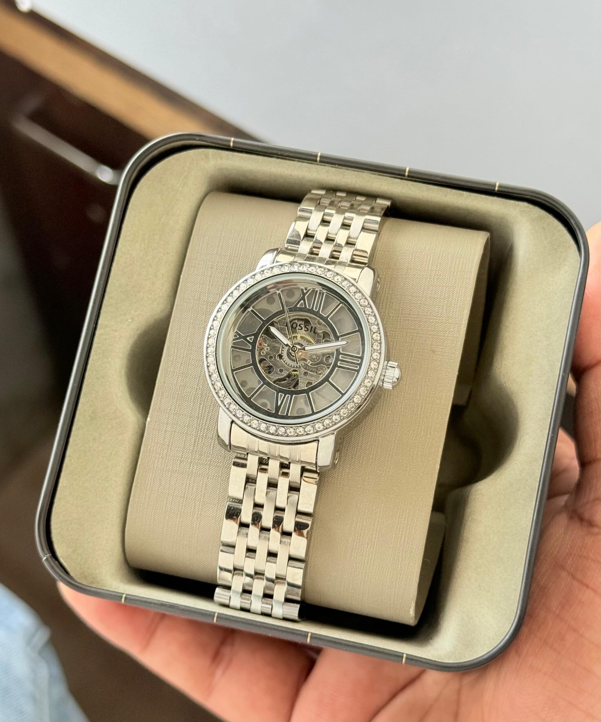 Fossil Curiosity Skeleton Automatic Silver Edition