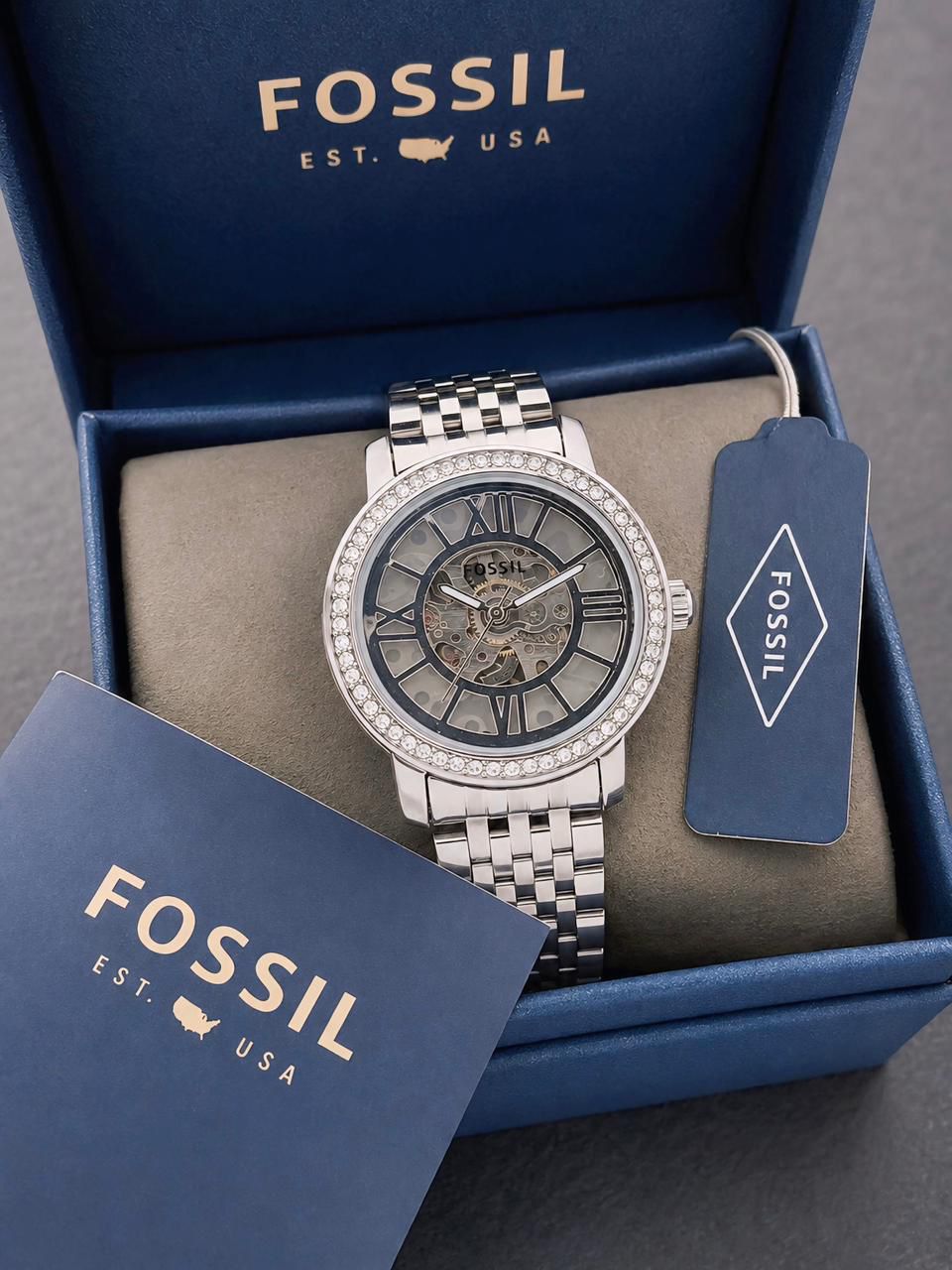 Fossil Curiosity Skeleton Automatic Silver Edition