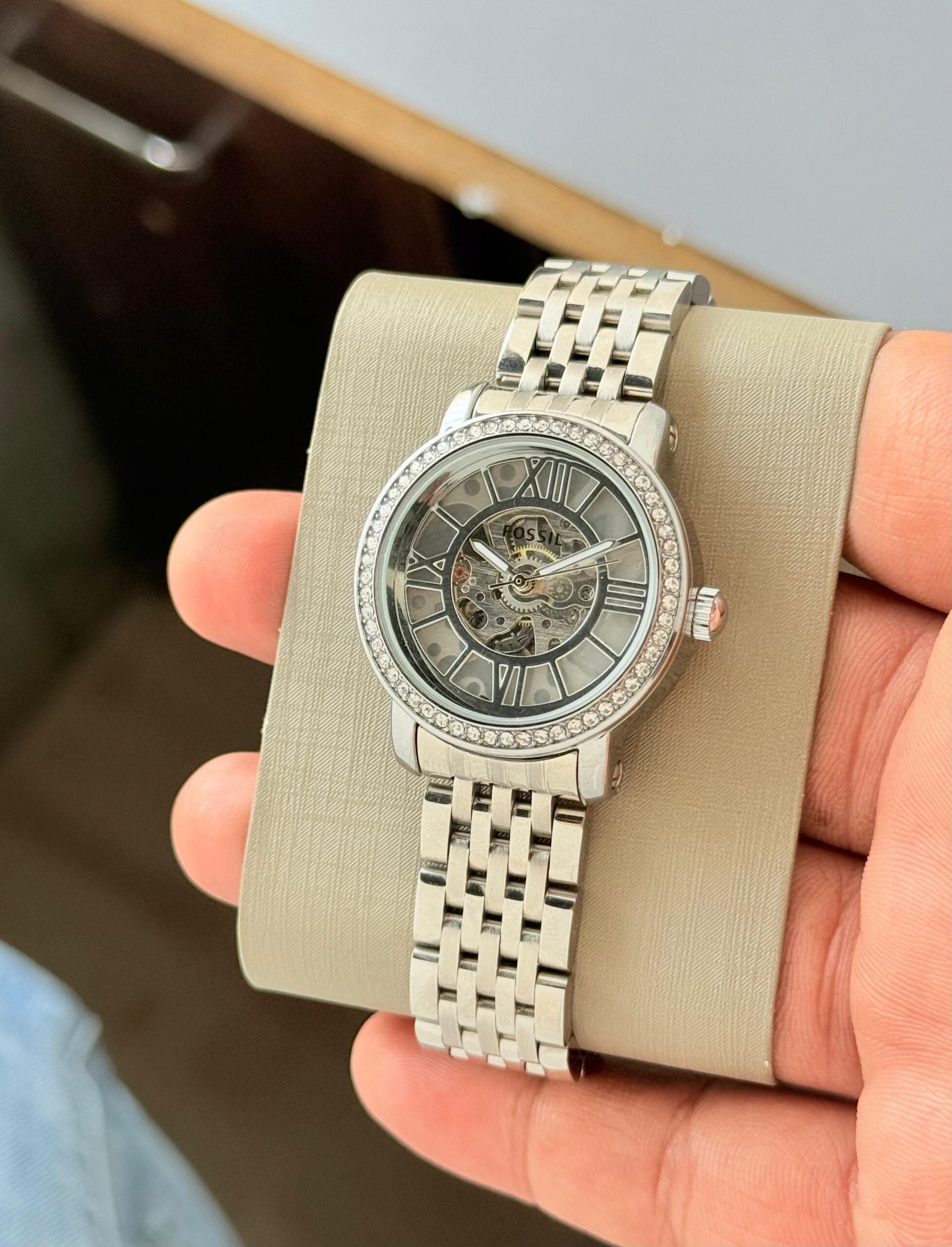 Fossil Curiosity Skeleton Automatic Silver Edition