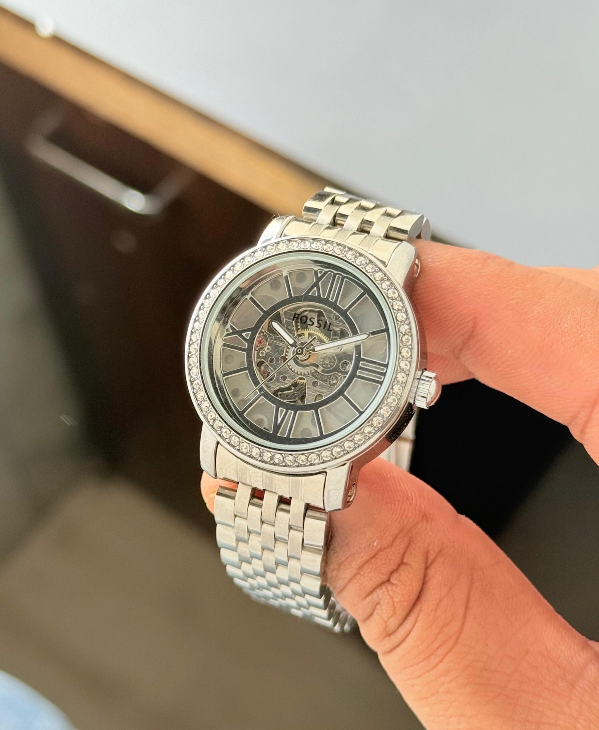 Fossil Curiosity Skeleton Automatic Silver Edition