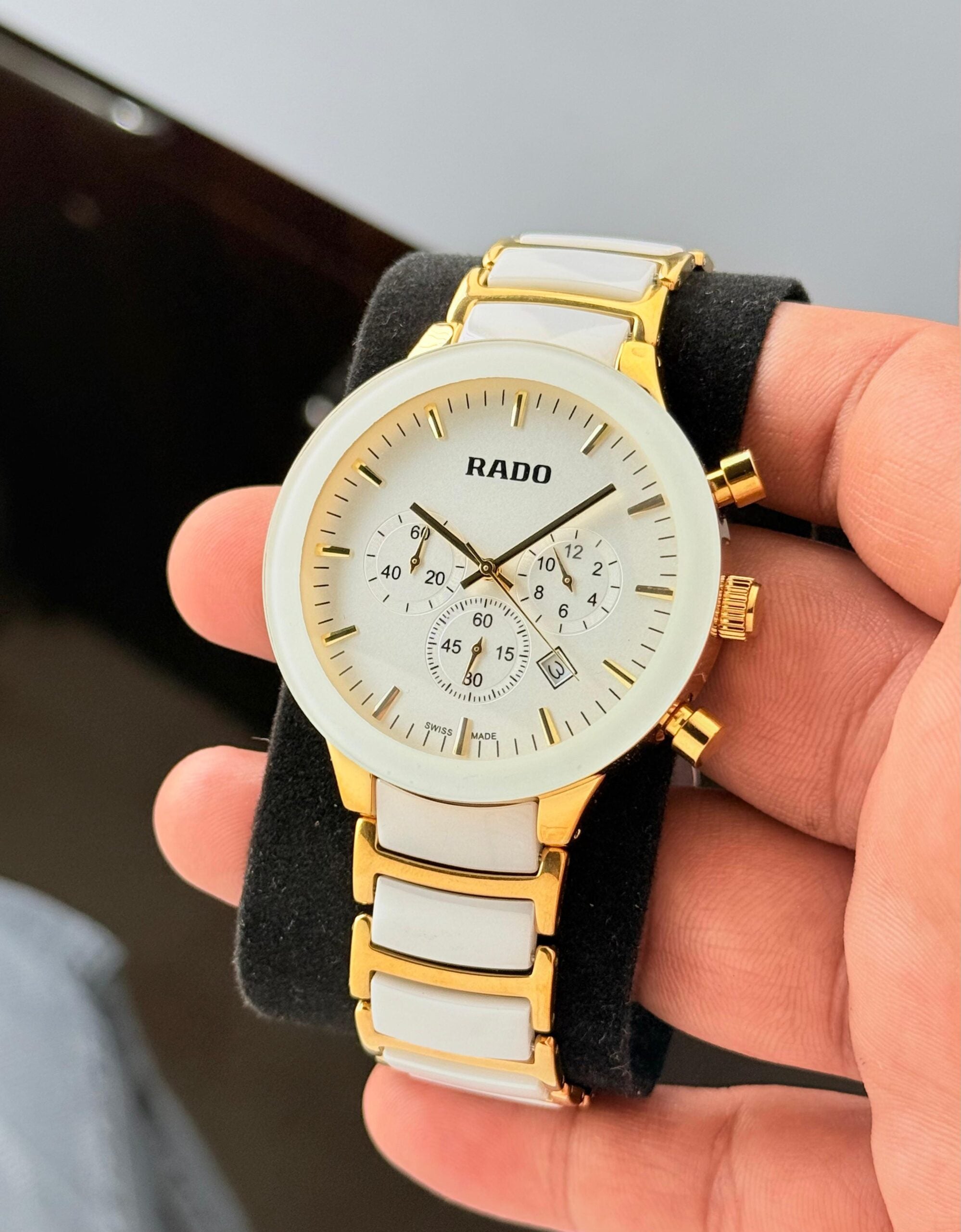 Rado Centrix White Gold Ceramic Chronograph