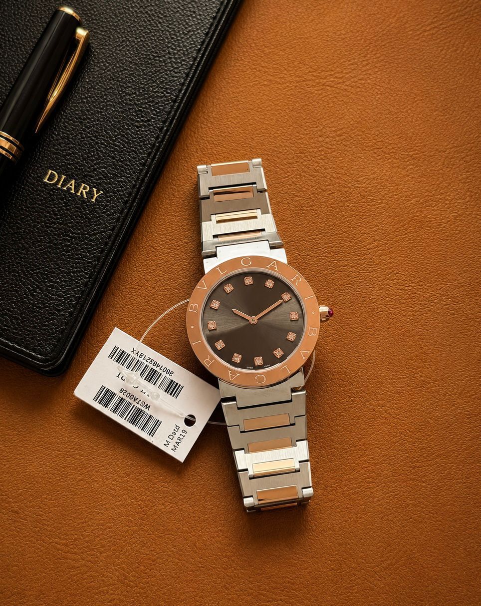 BVLGARI Rose Gold &amp; Black Diamond Dial