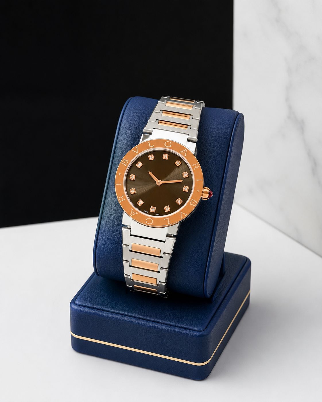 BVLGARI Rose Gold &amp; Black Diamond Dial