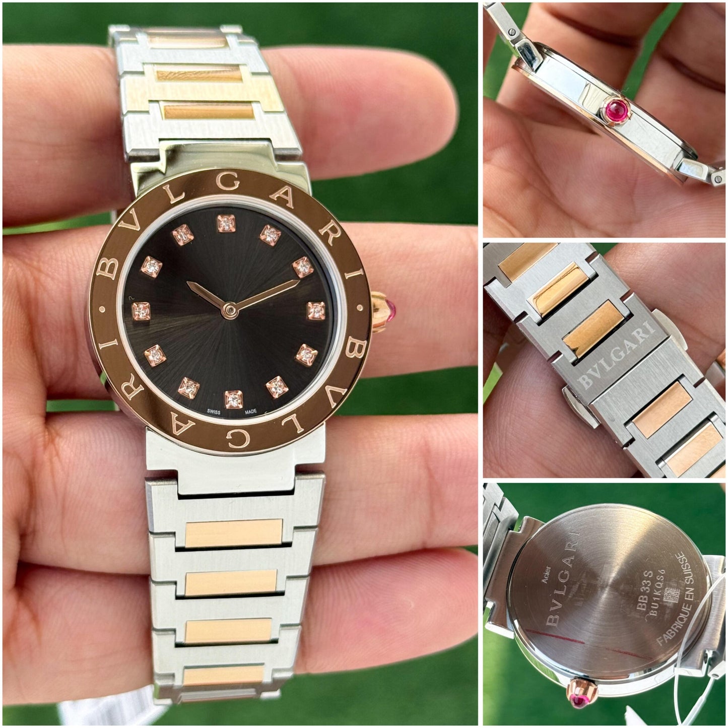 BVLGARI Rose Gold &amp; Black Diamond Dial