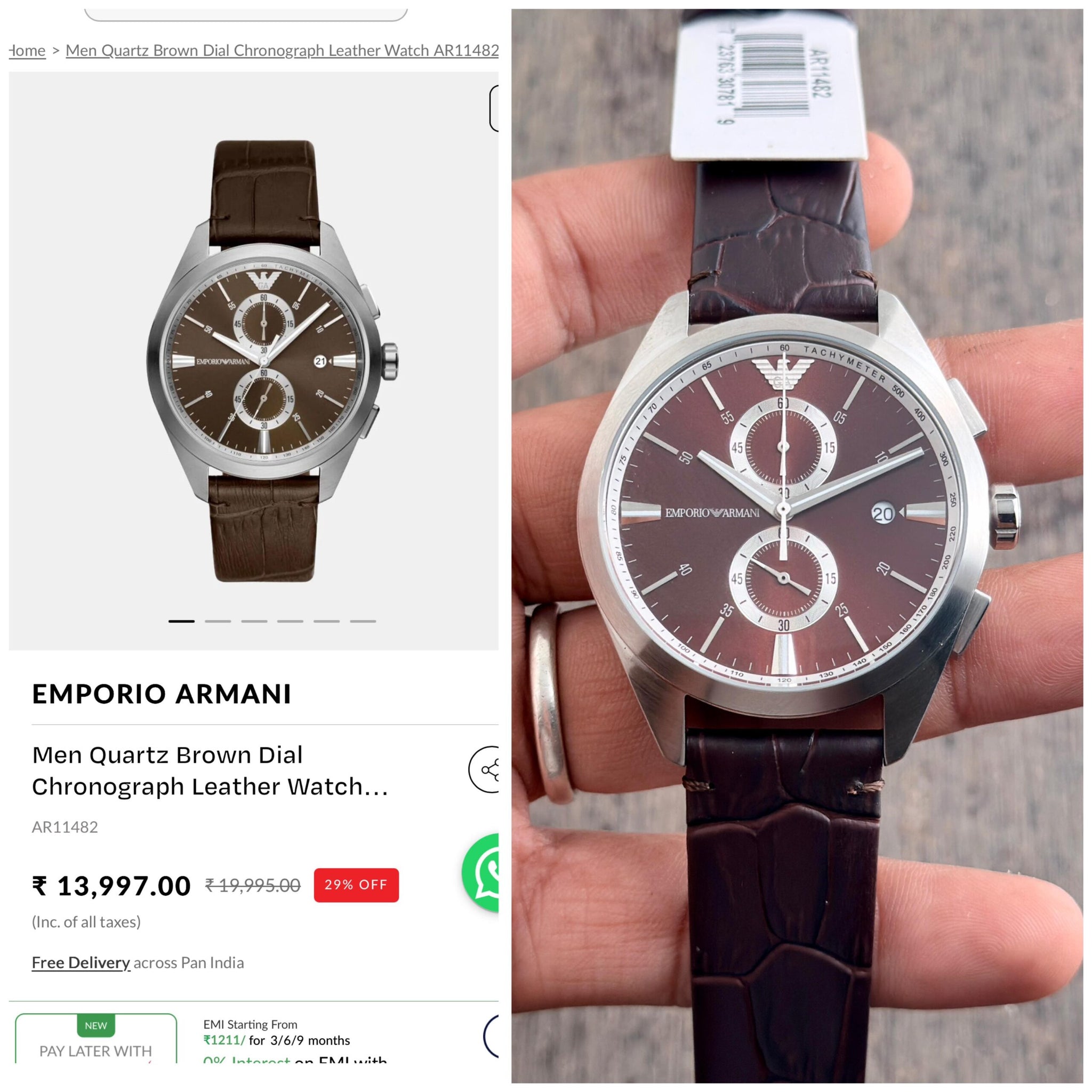 Emporio Armani AR11482 Brown Dial Chronograph