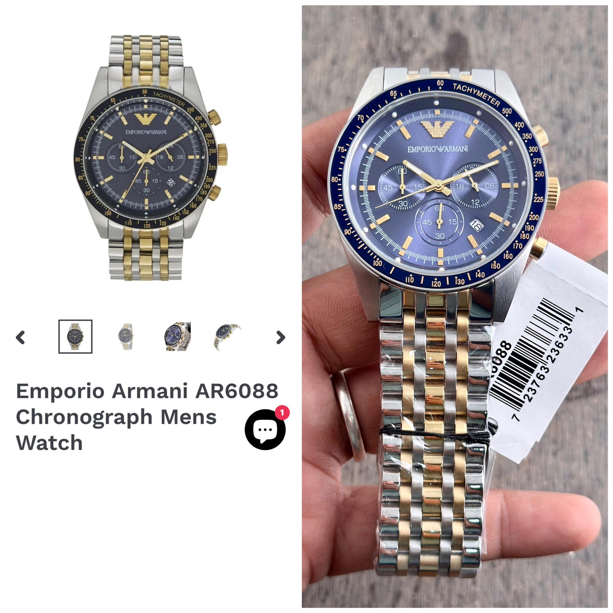 Emporio Armani AR6088 Blue Dial Chronograph