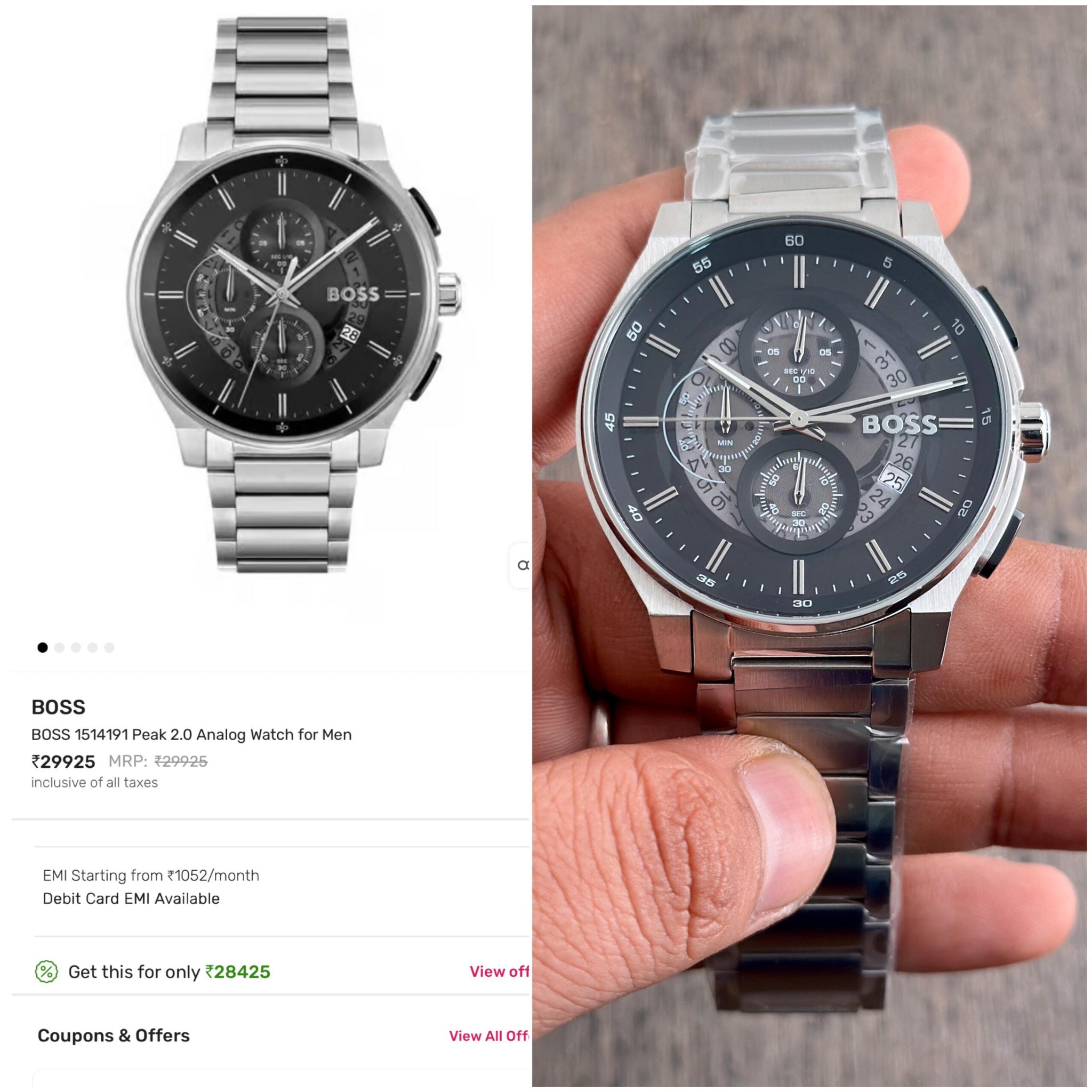 BOSS Peak 2.0 Black Transparent Dial