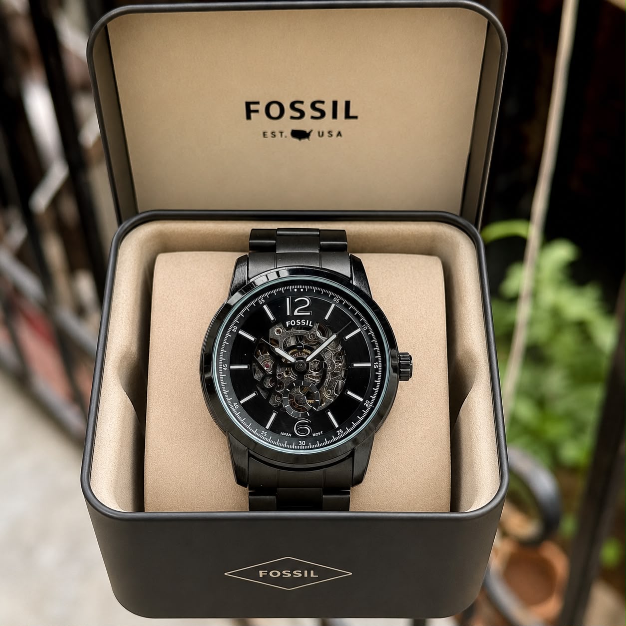 Fossil Automatic Skeleton Black Dial