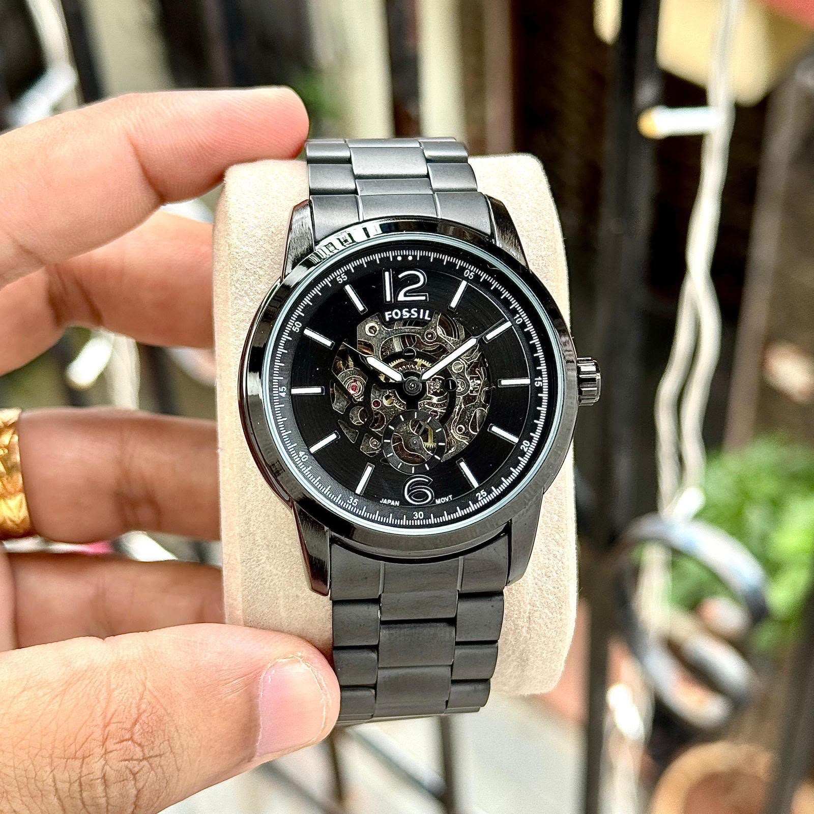 Fossil Automatic Skeleton Black Dial