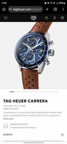 Tag Heuer Carrera Chronograph Blue Dial