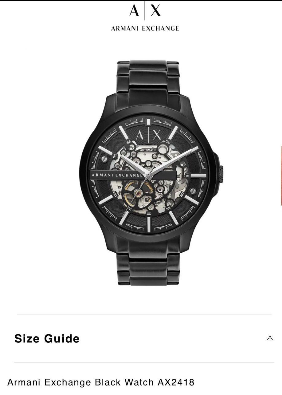 Armani Exchange Full Black Automatic Skeleton Dial