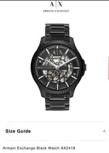 Armani Exchange Full Black Automatic Skeleton Dial