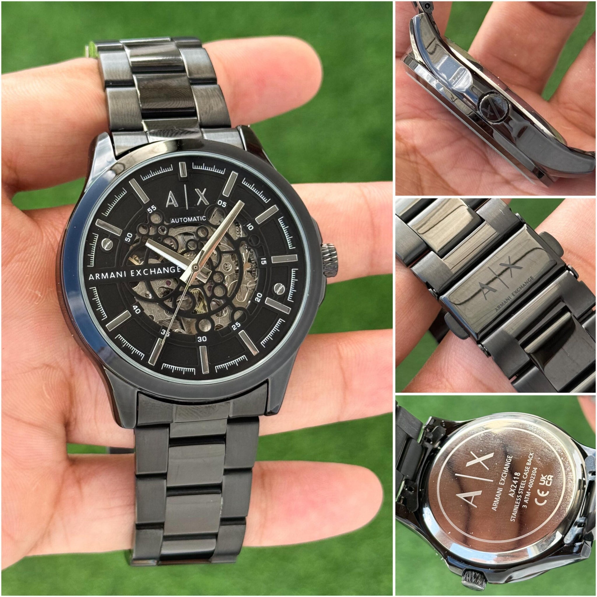 Armani Exchange Full Black Automatic Skeleton Dial