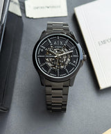 Armani Exchange Full Black Automatic Skeleton Dial