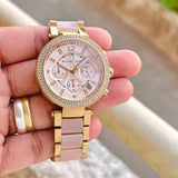 Michael Kors Pink Ceramic Rose Gold Chronograph
