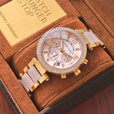 Michael Kors Pink Ceramic Rose Gold Chronograph